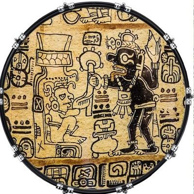 Custom 22'' Aquarian Kick Bass Drum Head Graphical Image Front Skin Aztec 1