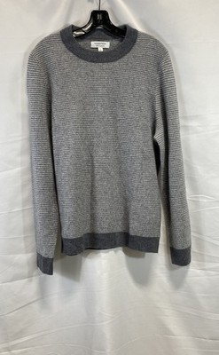Nordstrom Women's Grey 100% Cashmere Textured Crewneck Sweater Size Large NWT