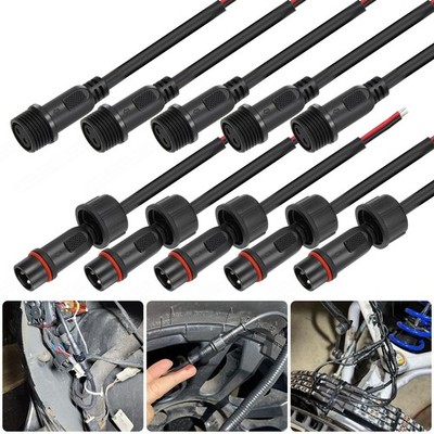 5 Pair 2-Pin Car Waterproof 16AWG Male Female Electrical Connector Plug Wire Kit