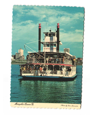 Memphis Queen 2 - 308 passenger paddle wheel excursion boat VTG postcard Unp
