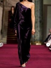 NWT New Zimmermann Illustration Asymmetric Velvet One-Shoulder Maxi Gown Size 4