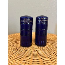 Vintage AO Smith Harvestore Silo Cermic Salt & Pepper Shaker Set Cobalt Blue
