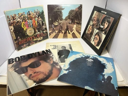 Lot of 6 Vinyl LPs — Beatles & Bob Dylan, possible first pressings