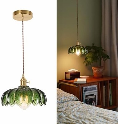 XZHGCEE Glas Pendelleuchte grün Deckenleuchte, Hänge Deckenleuchten Vintage