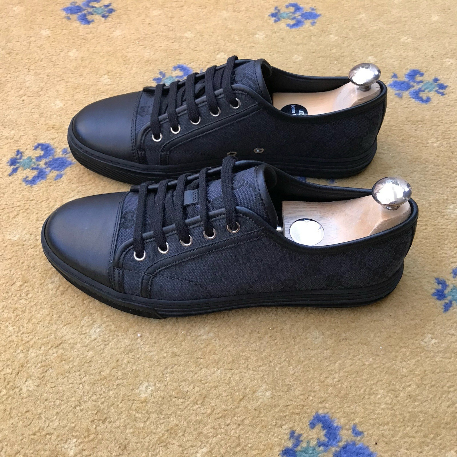 Gucci Trainers Sneaker Shoes Low Top Canvas Monogram Black Mens UK 6 US 7 EU 40 thumbnail 5