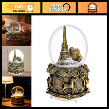 Vintage LED Music Snow Globe Eiffel Tower Carousel Home Decor Table Centerpiece