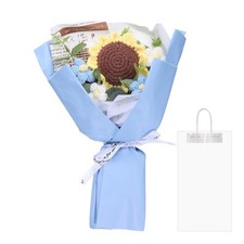 Blue Crochet Sunflower Bouquet Handmade Knitted For Mother's Day Birthday