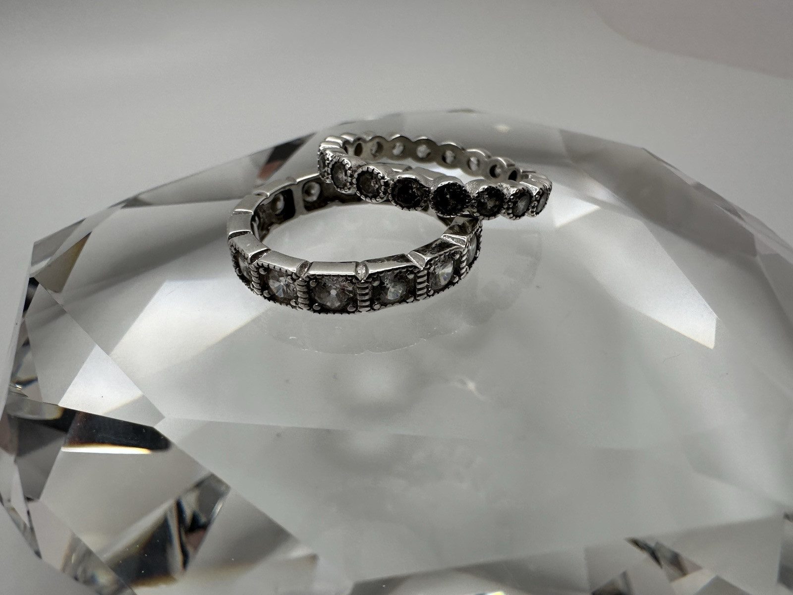 Sterling Silver Eternity CZ 2 Ring Stack Set Size… - image 7