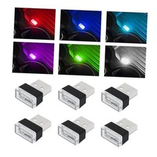 USB LED Car Interior Atmosphere Lamp, Portable Plug-in 5V USB Car LED 6 PCS