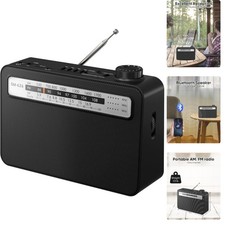 Portable AM FM Radio with Bluetooth Speaker, AC Plug in/USB C Black