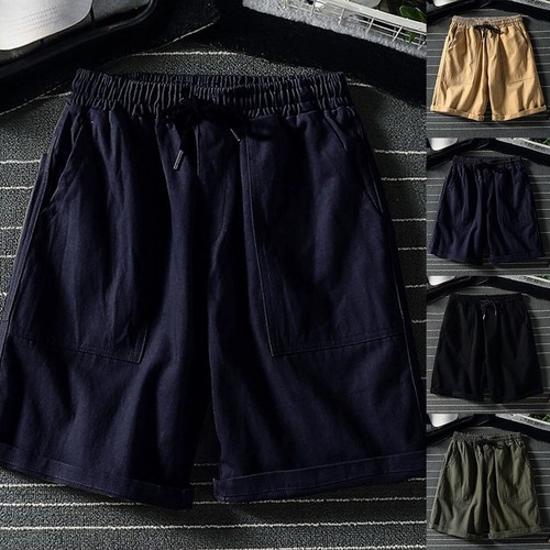 Mens Summer Cargo Shorts Loose Fit Casual Five Point Pants Black Khaki Green - Picture 2 of 18
