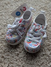 BILLY Footwear Doodle Kids Size 7 Sneakers White Multicolor Rainbow Zip