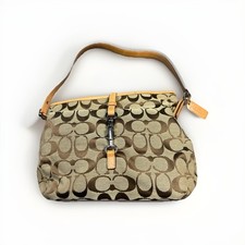 Vintage Y2K Coach 6845 Beige Hamptons Signature Jacquard Hobo Bag