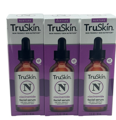 TruSkin Niacinamide (B3) Facial Serum 1 fl oz Vit. E Hyaluronic Acid Zinc- 3 pk