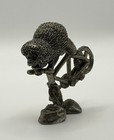 Vintage Pewter Hedgehog Riding a Bicycle Figurine – Novelty Miniature Ornament