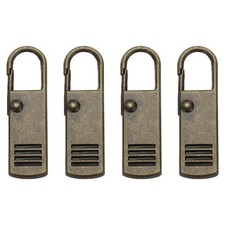Zipper Pull Replacement, 4 Pcs Zipper Handle Mend Fixer Repair, Bronze