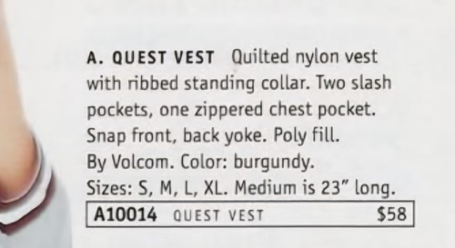90's Delia's Catalog Volcom Quest Vest Medium Winter '97 Quilted Burgundy - Picture 18 of 18