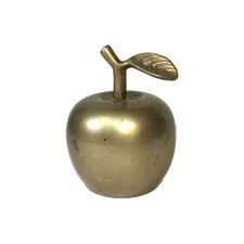 Vintage Solid Brass Golden Apple Dinner Bell 3” Farmhouse Country Kitchen