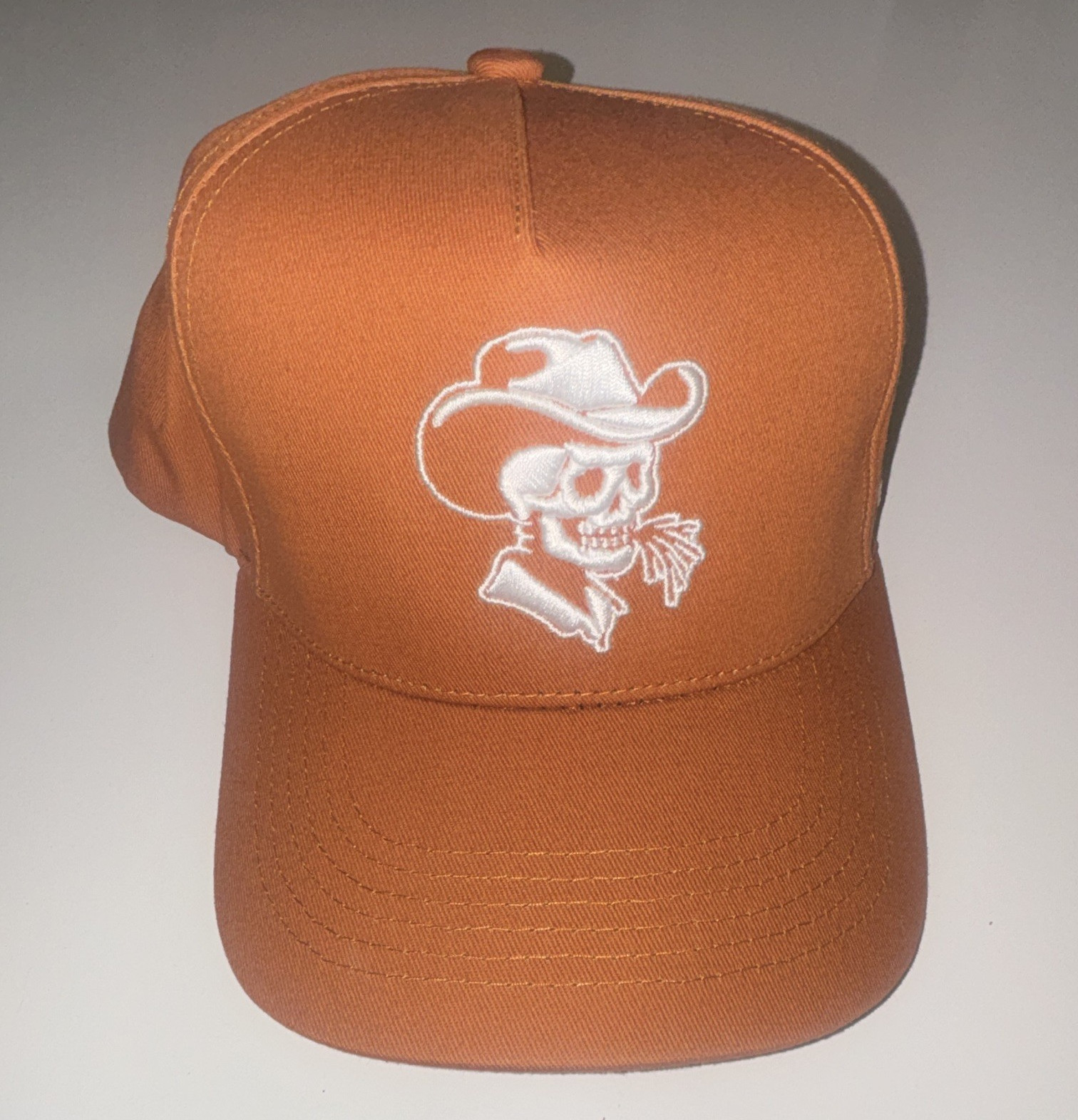 Brown Baseball Cap Embroidered Skull Cowboy Logo Unisex Adults One Size