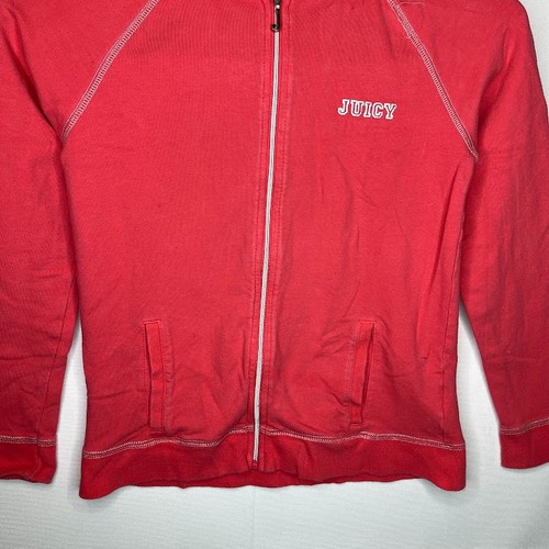 Juicy Couture Kapuzenpullover mit Reißverschluss Mädchen 8/10 rot Logo Velours-Stil Y2K Retro - Bild 7 von 14