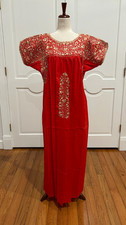 San Antonino Maxi Dress, Oaxaca Mexican dress. hand Embroidered. Silk Threads,