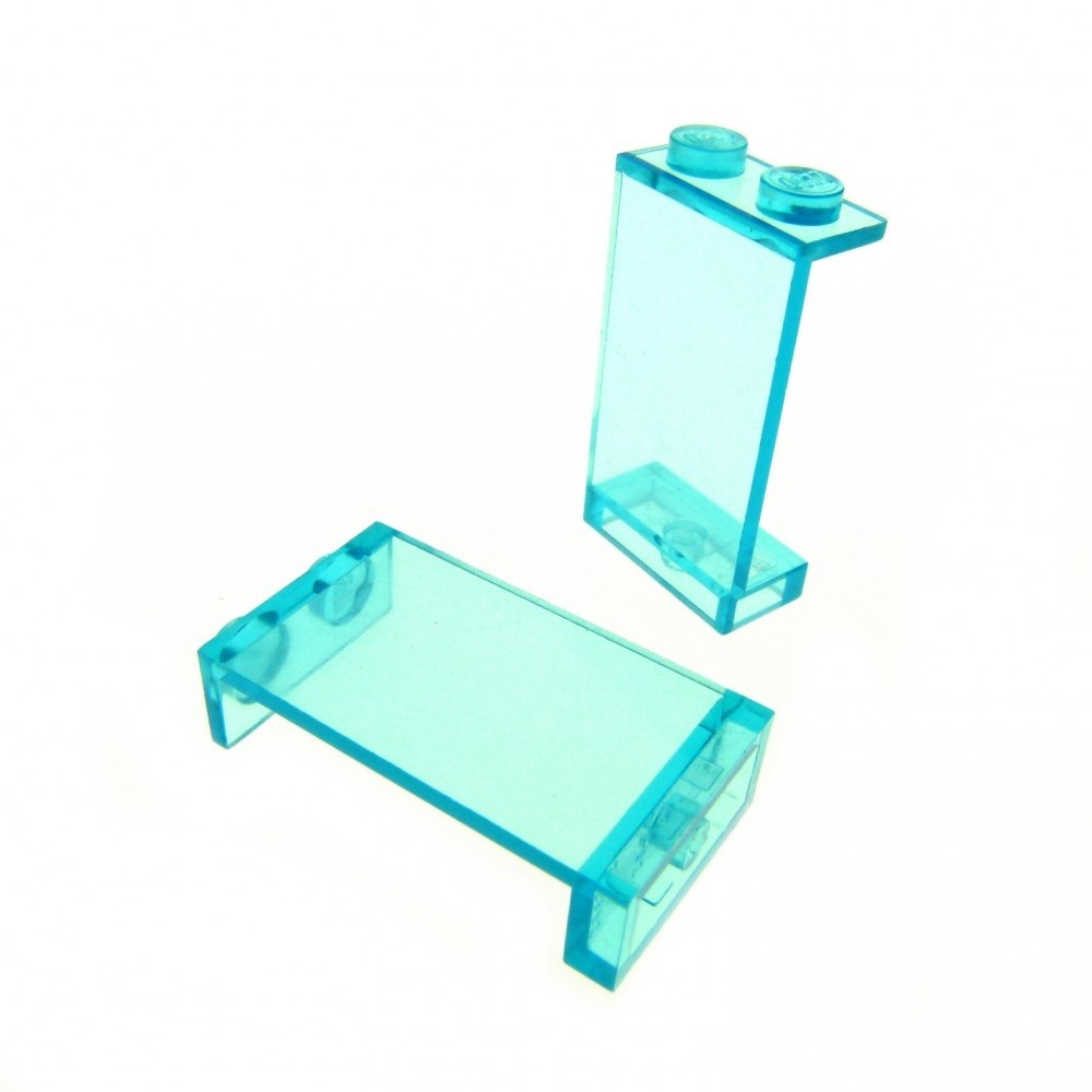2x Lego Window Panels 1x2x3 Transparent Light Blue Full Stud 30009A 2362A