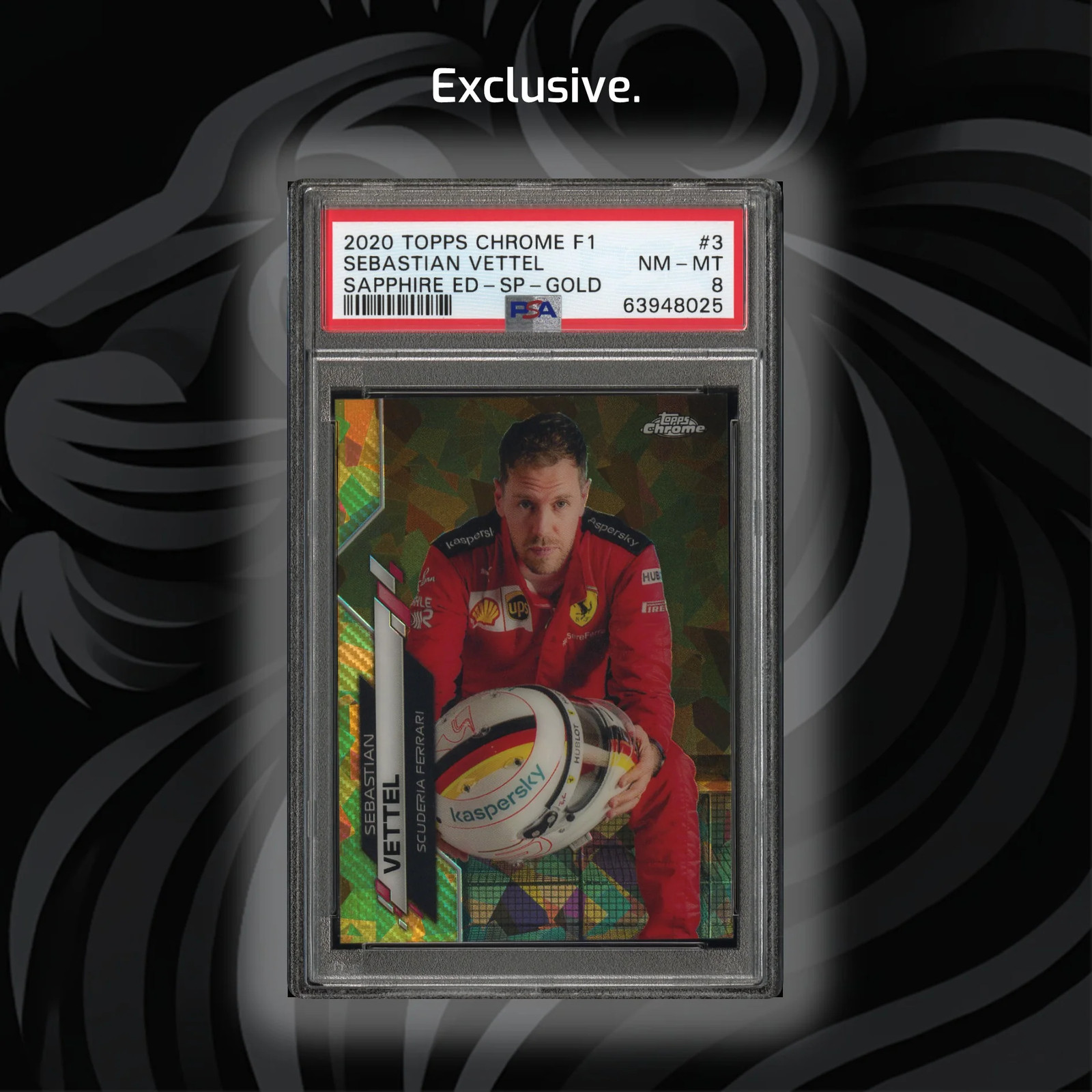 PSA 8 /50 Sebastian Vettel #3 - 2020 Topps Chrome F1 - Sapphire SP Gold