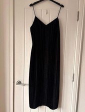 Violeta by Mango Black Strapless Velvet-like Pleated Party Cocktail Dress, Large