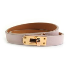 Hermes Hermès Mini Kelly Double Tour Armband in Leder/Metall und Mauve Pink/Pi