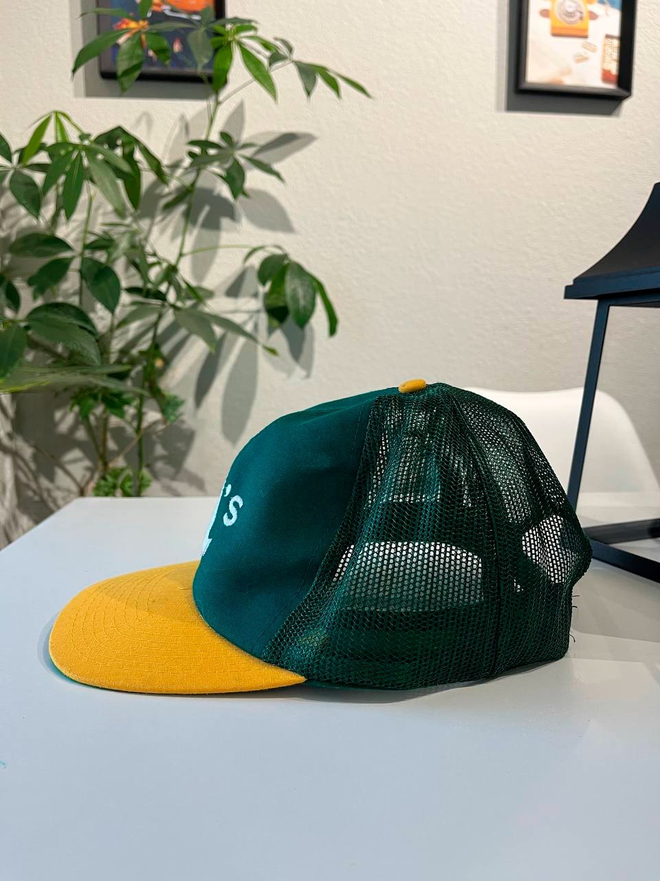 Vintage Oakland Athletics Trucker Hat Twins Enterprise MLB Snapback Green Yellow image 2