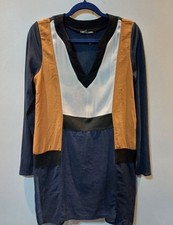 ZARA Colorblock Tunic Dress Size S | V-Neck Long Sleeve Modern Minimalist Style