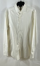 Emporio Armani Men's White Logo Jacquard Regular Fit Button Up Shirt Sz L