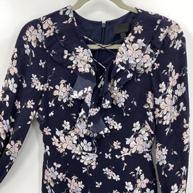 Intermix Silk Romper Thali Floral Print Navy Balloon Sleeve V-neck size 2 