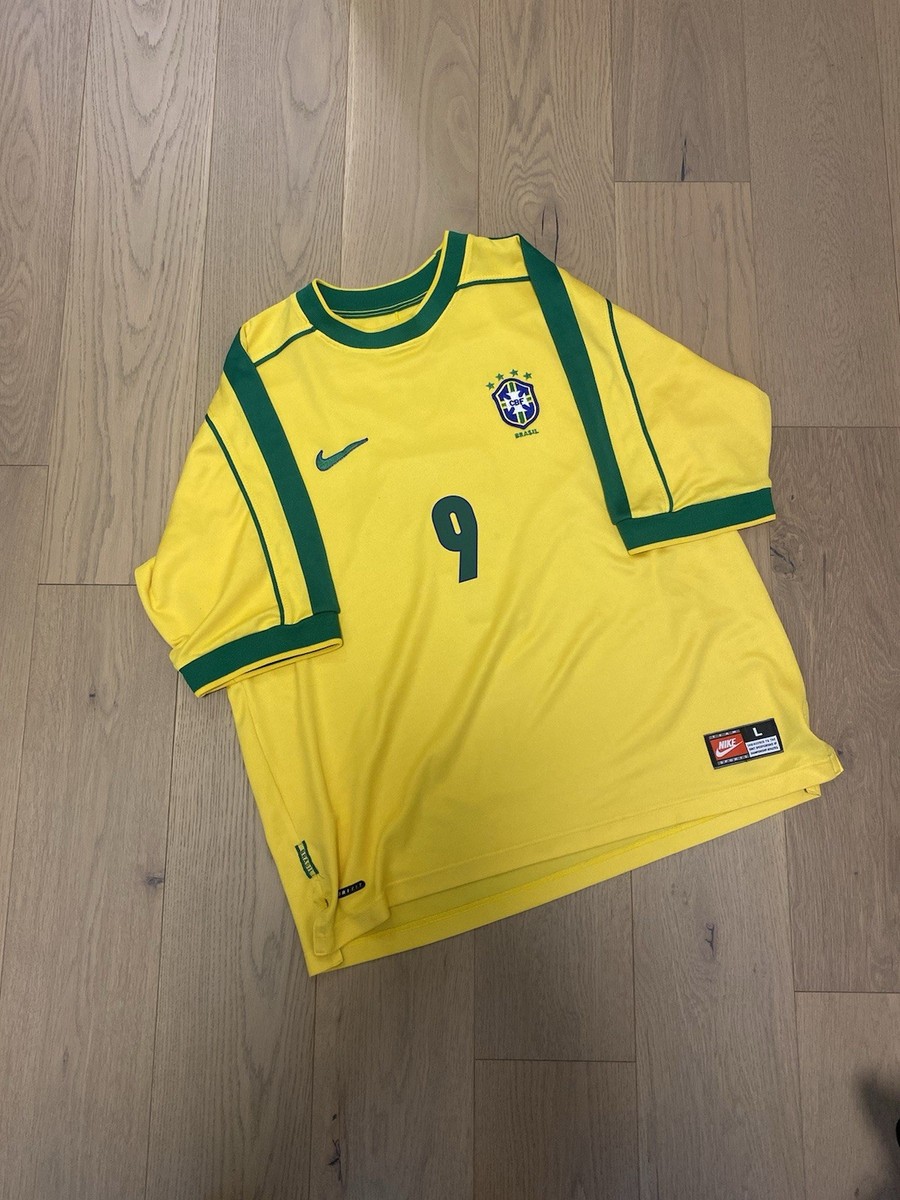 RONALDO #9 Brazil 1998 L soccer jersey Original R9 Ronaldo 98 Size