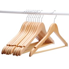 Wooden Hangers, Pack of 20, Coat Hangers with Non-Slip Pants Bar, 360  Swivel...