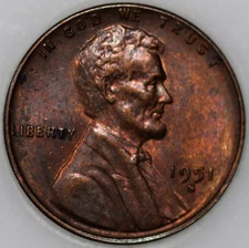 1951-S Wheat Cent with Select Natural Toning As Shown