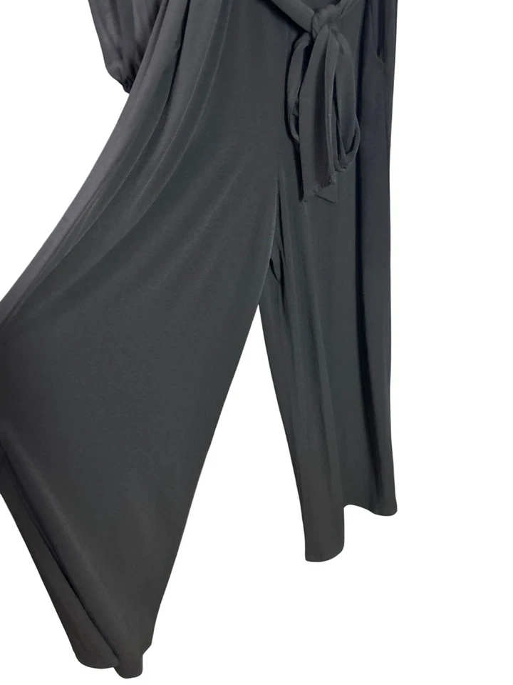 Lisa Rinna Collection Black Long Sleeve Jumpsuit Beaded Collar Tie Waist US S - Image 4 of 4