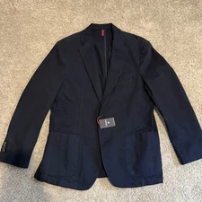 Cremieux Classics Mens Two Button Large Blazer Sport Coat Dark Navy Blue Cotton