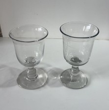 2 Ancien Verre a Pied  En Verre Bullé  Irrégulier Début XXeme Collection Déco