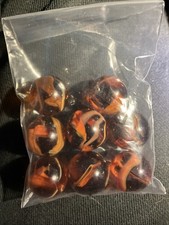8pc Vitro Agate Marble Lot, Transparent Amber with Cream Swirl, Excellent Cond