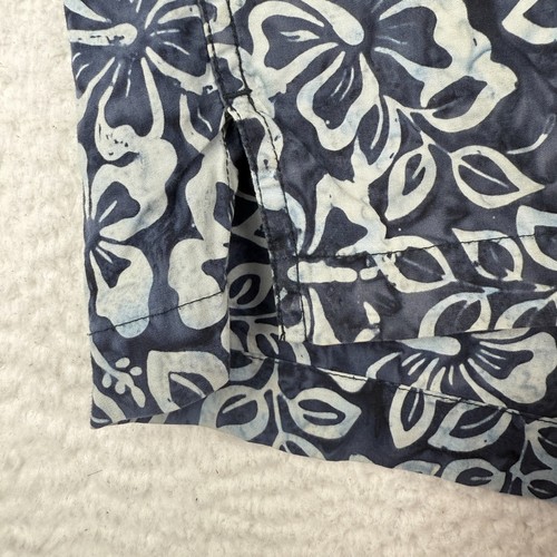 Pete Huntington Bali Shirt XL Blue Floral Batik Cotton Handcrafted - Picture 6 of 9