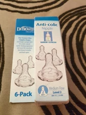 New! Dr. Brown’s Original Level 2 (3m+) Nipple - 6 Count Box - NIB Nipples!