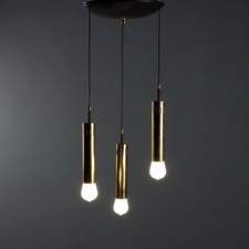 Lampadario Vintage Tre Punti Luce Metallo Italia Design Anni 60 Originale