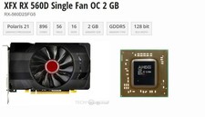 XFX RX 560D Single Fan OC 2GB GDDR5 Graphics Card  DP HDMI DVI  