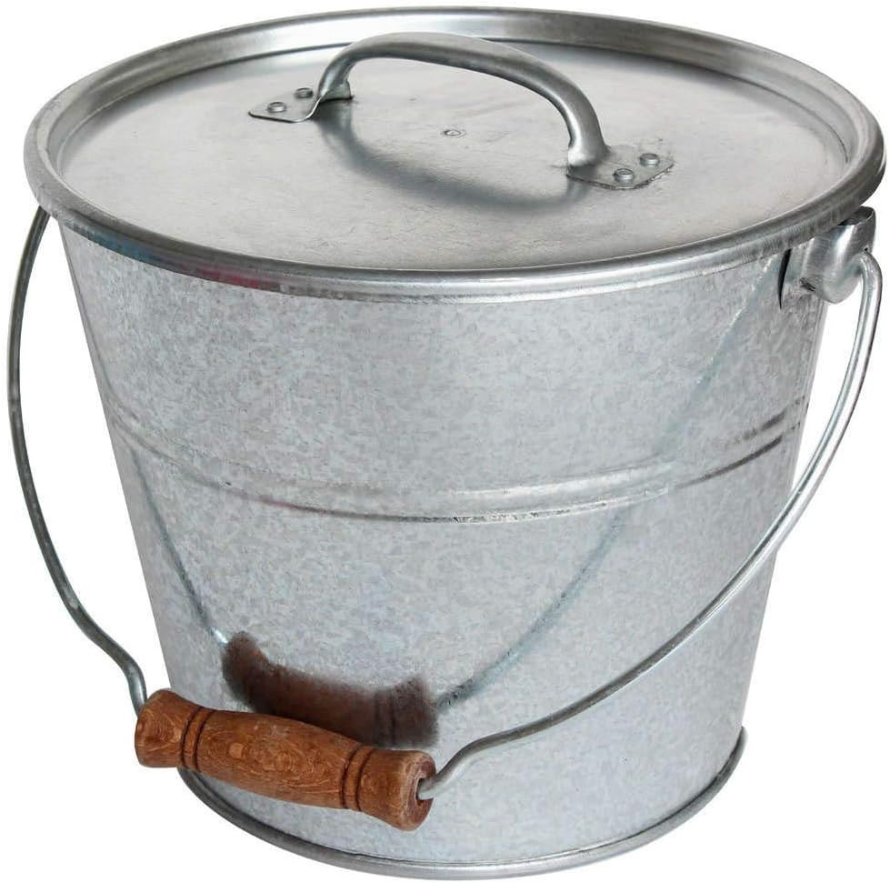 Secchio Zincato 5L con Coperchio Multiuso per Compost e Cenere