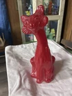 Fenton Art Glass, Beautiful Plain Red Cherry Ally  Cat Perfect