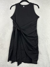Morhuduck Womens S Black Front Rauched Tie Dress Sleeveless