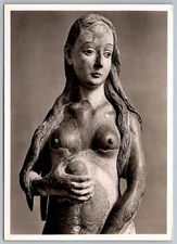 Eva Sculpture Lübeck Cathedral Bernt Notke Black White Vertical RPPC