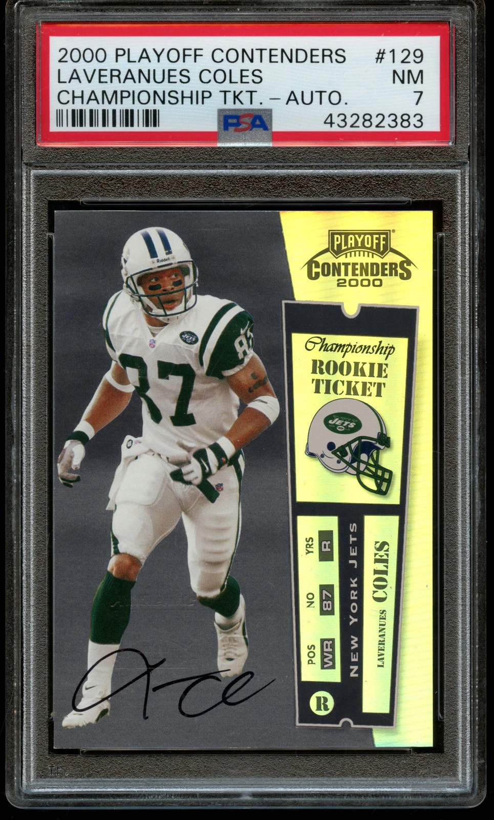Laveranues Coles Playoff Contenders #129 Championship Ticket-Autograph