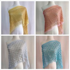 Cape Ethno Shiny Glitter Beaded Lace Stole Scarf For Beach